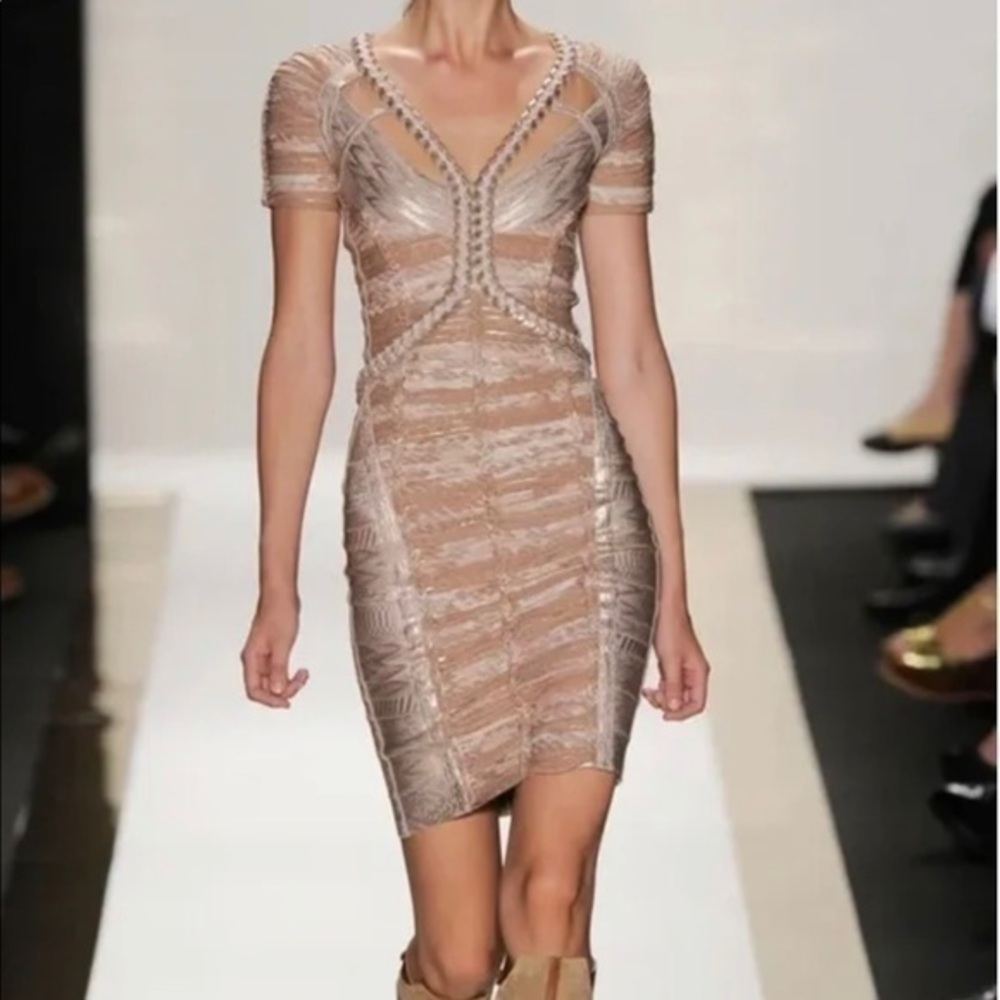 Herve Leger by Max Azria “ROMINA” Runway Dress in Bare Combo